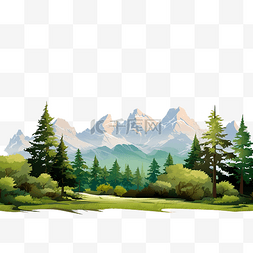 全景图标图片_山地景观和森林