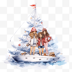 游艇上的圣诞树