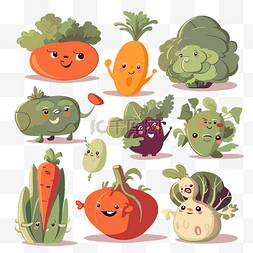 蔬菜剪贴画 时髦的蔬菜设置可爱