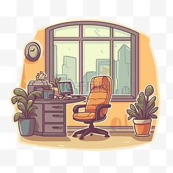 办公桌和椅子图片_卡通办公室布局与办公桌 向量