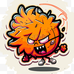 篮球训练垫图片_红头发的卡通橙色水果吉祥物 向