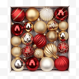 不同颜色的球图片_盒子里有不同形状和颜色的圣诞球