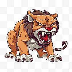 侵略性剪贴画可怕的狮子吉祥物卡