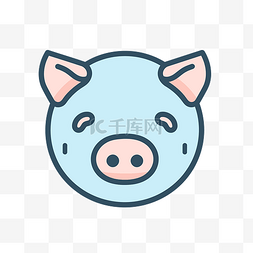 白色背景上的蓝色猪头图标 向量