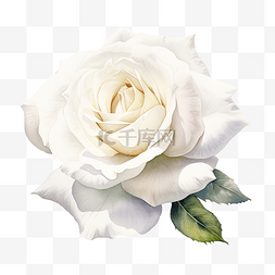 装饰白色玫瑰图片_水彩白玫瑰