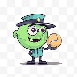 裁判剪贴画绿色警察拿着网球卡通