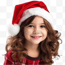 戴着圣诞帽的可爱小女孩在家准备