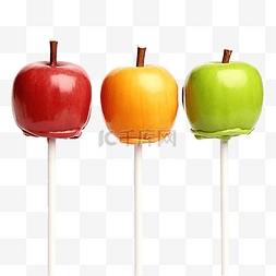 苹果零食图片_万圣节装饰的棍子上的焦糖苹果