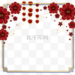 中国年红灯笼图片_春节农历新年春节红色梅花花朵红