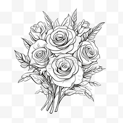 涂鸦线条艺术玫瑰花花束元素