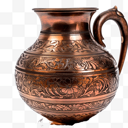 中复古背景图片_带有艺术雕琢和雕刻的古董铜壶的