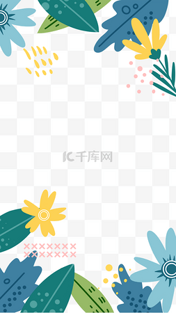 创意主题框图片_孟菲斯植物instagram故事边框花卉创