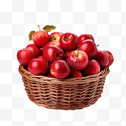 装满红苹果的柳条篮收获节感恩节
