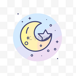 月亮星星背景图片_圆圈中的新月和星星 向量