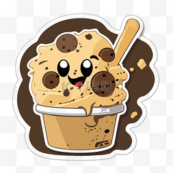 儿童饼干设计图片_可爱的曲奇面团冰淇淋圣代儿童贴