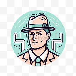 一个戴着帽子打领带的男人的图标