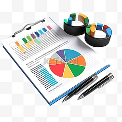 商业投资报告图片_适用于商业和金融的 3D 插图报告