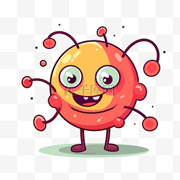 原子剪贴画可爱的橙色病毒，带着