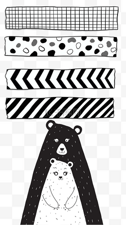 可爱的音符图片_卡通胶带动物可爱黑白熊