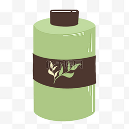 绿色山茶花沐浴液瓶子