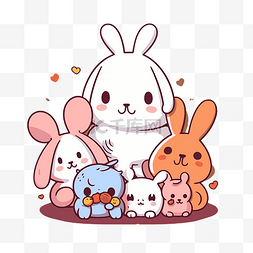 bt21 剪贴画卡哇伊兔子家庭的图标
