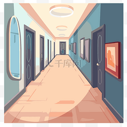 走廊标语图片_走廊剪贴画卡通风格的走廊插图 