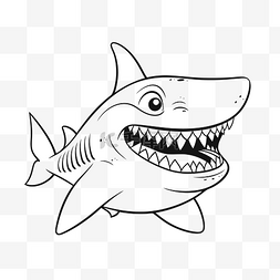 素描鲨鱼图片_有趣的鲨鱼着色页着色图片打印轮