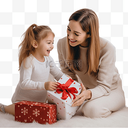 家纺礼盒图片_快乐的母亲和她的小女儿在家里的