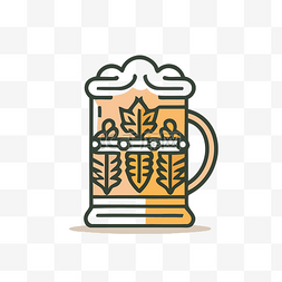 白色啤酒节图片_带有啤酒杯和叶子的杯子的图像 