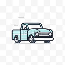 老式卡车图片_复古老式卡车图标蓝线插图 向量