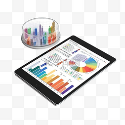 平板电脑3d图片_3D 财务报告图表数据分析和网络开