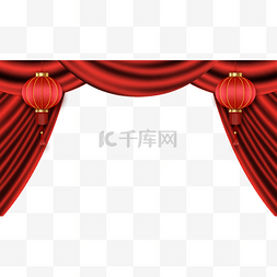 红色背景图图片_中国风灯笼新年帷幕红色边框