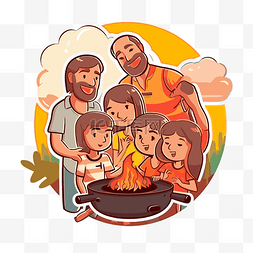 篝火做饭图片_人们在篝火上做饭的动画矢量图像