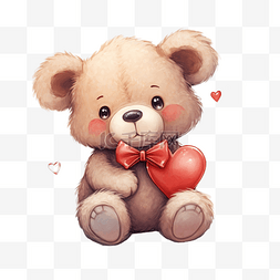 泰迪熊与心插画