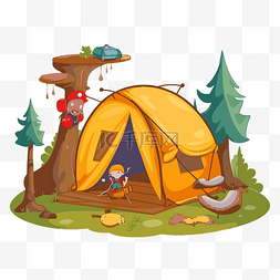 野蘑菇图片_森林里有两个孩子和蘑菇的黄色帐