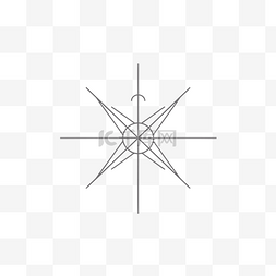 一条星星图片_圆形罗盘，有一条连接星星的线 