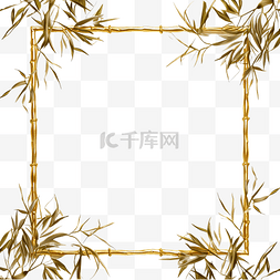 新年扇子背景图片_金色框架与竹子