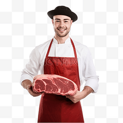 厨余垃圾腐肉图片_屠夫拿着切肉刀与肉