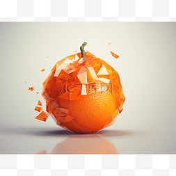 3d 橙色水果与一些碎片