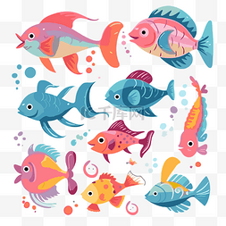 鱼剪贴画可爱的卡通鱼集从海洋 