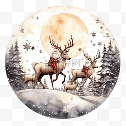 希望之星蓝钻图片_驯鹿队和圣诞老人??在月亮上的圣