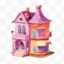 带烟囱房子图片_娃娃屋剪贴画可爱的卡通粉红色房