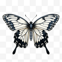 黑色翅膀蝴蝶的数字绘图
