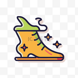 黄色和橙色溜冰鞋图标 向量