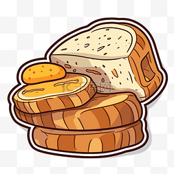 手绘插图与切片面包和黄油剪贴画