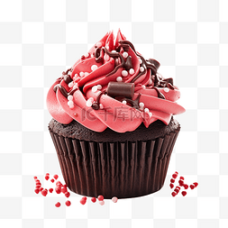 可口草莓图片_草莓粉色巧克力蛋糕，撒上糖粉和