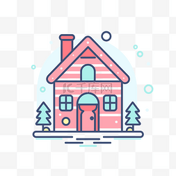 房屋的轮廓图片_冬季概念中有雪的房屋的线性图标