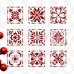 圣诞节 阿拉伯式花纹 瓷砖 svg 捆
