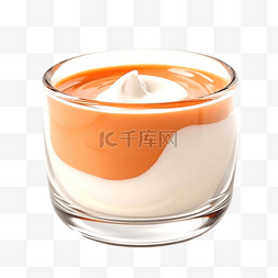 橙色玻璃罐与隔离奶油