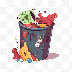 垃圾剪贴画垃圾容器装满垃圾食品
